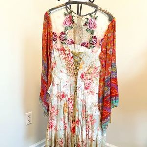 Luxe Floral Tunic/Dress Gold Tie Back